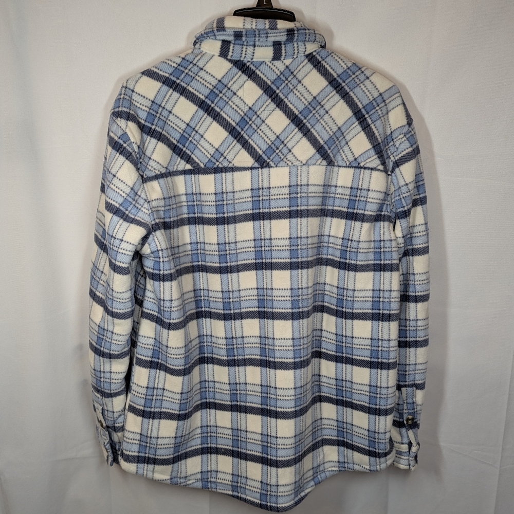 Sage Women’s Plaid Shirt Jacket, Plush Lined, Button Front, Size L, Blue NWT - Picture 3 of 5